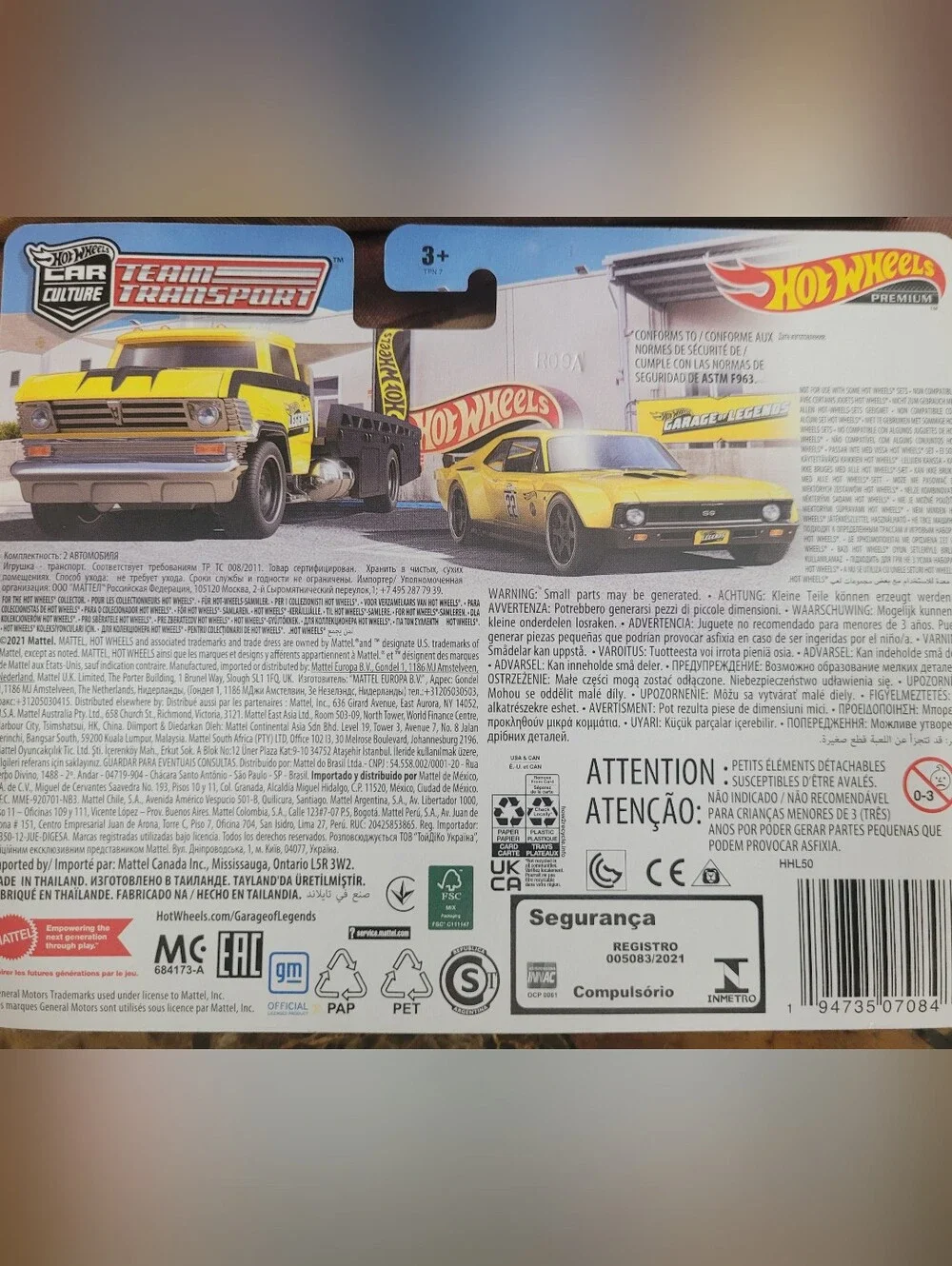 Hot Wheels Premium Yellow Legends Team Transport Set - Tow Truck & Race Car